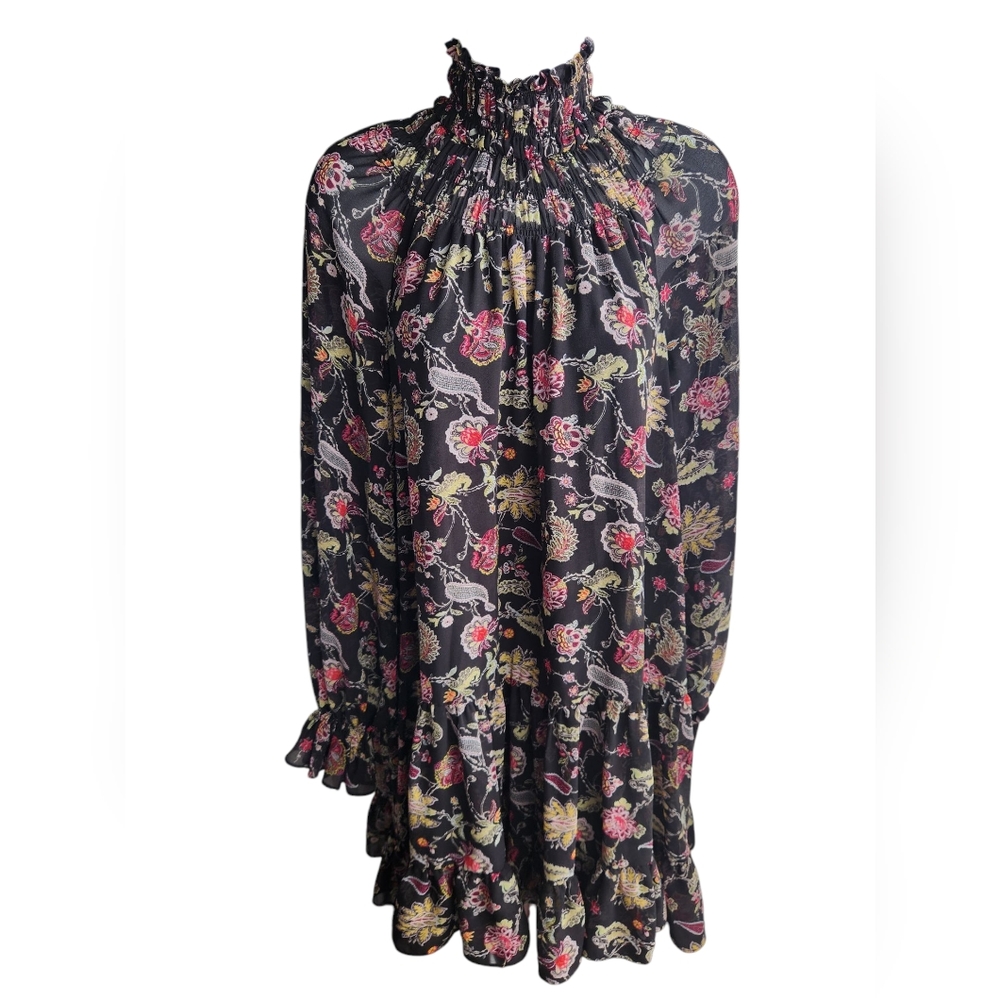 Cinq à Sept Black Daija Paisley Print Long Sleeve Dress Size 6 - Picture 1 of 3